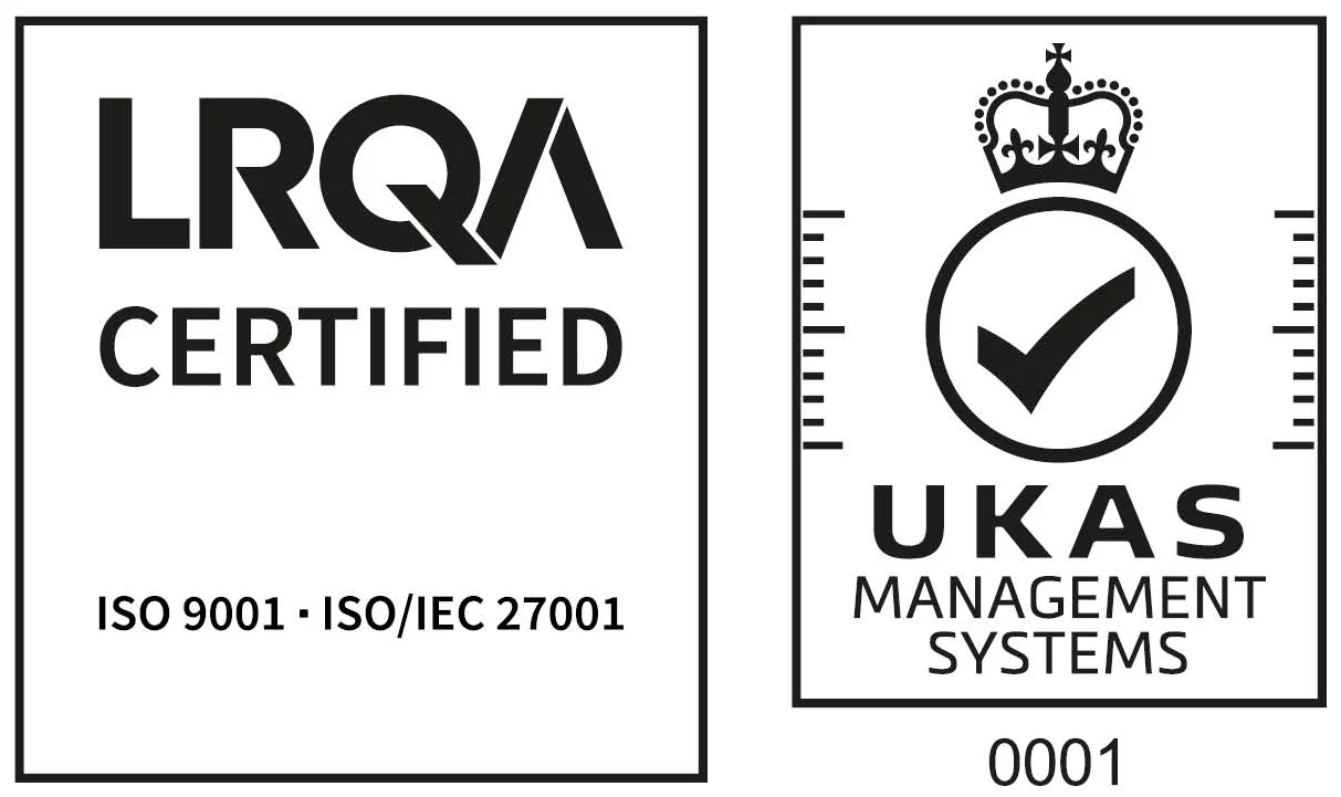 UKAS AND ISO 9001; ISO IEC 27001 logo
