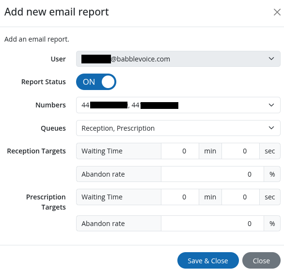 email report settings