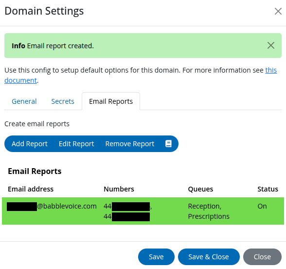 configured domain settings
