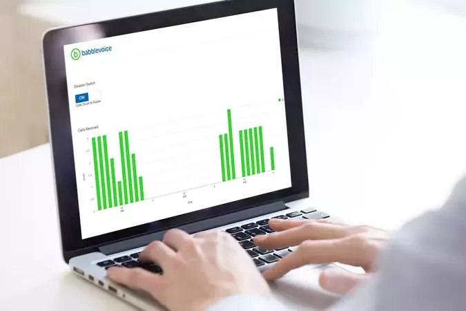 a laptop showing data from babblevoice's Vibes reporting tool
