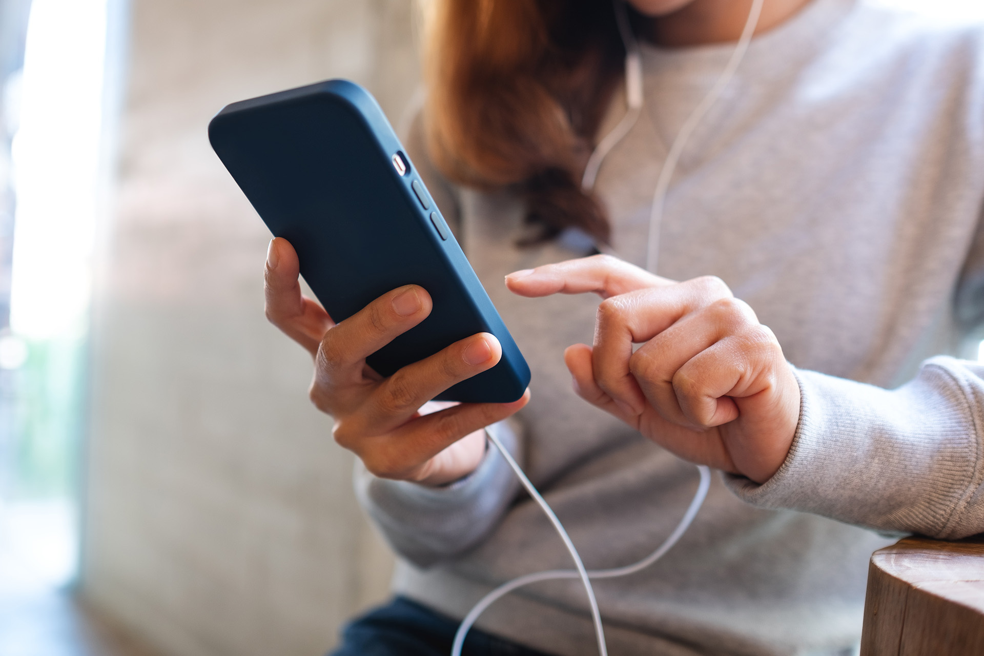 a mobile phone being used