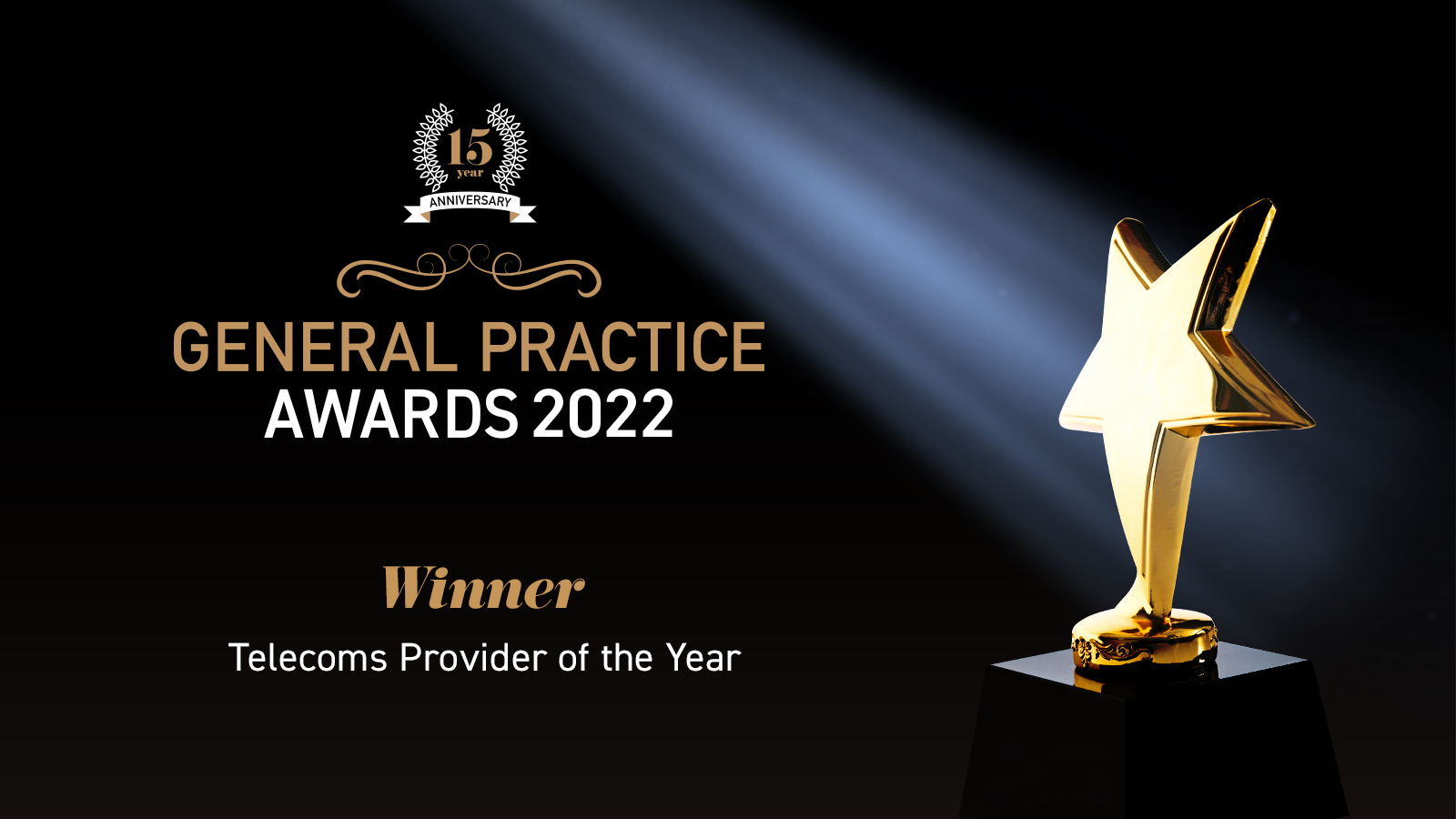 a banner announcing babblevoice as winners of Telecoms Provider of the Year 2022 alongside a depicition of a star-shaped trophy