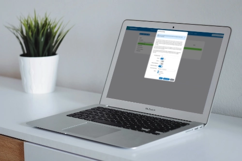 
                      An open laptop showing the new call recording controls
                    