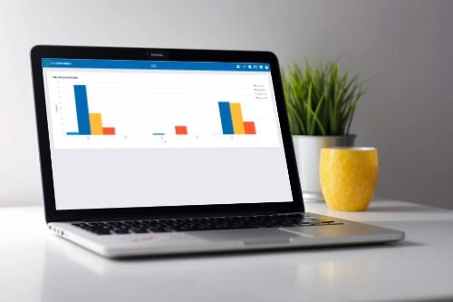 
                      An open laptop showing babblevoice Vibes statistics in minutes
                    